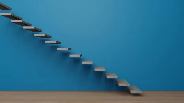 Chambre Vide Bleue Avec Escalier Rendu — Photo