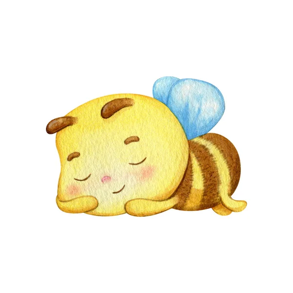 Sleeping Yellow Insect Kid Happy Bee Sleeps Has Good Dreams — Stock Photo, Image