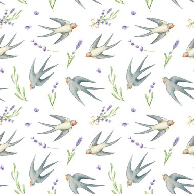 Elle boyanmış suluboya çiçek deseni. Lavantalı ve yut çiçekli kumaş.