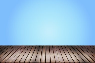 Ahşap masa üstüne ışık mavi degrade arka plan - ebilmek 