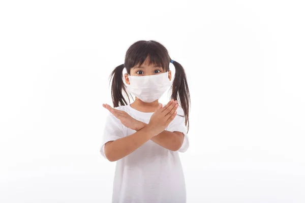 Coronavirus Dan Polusi Udara Pm2 Concept Little Girl Wearing Mask — Stok Foto