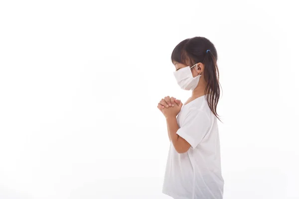 Азійська Дівчинка Одягнена Маску Захисту Pm2 Coronavirus Covid Залишайтеся Вдома — стокове фото