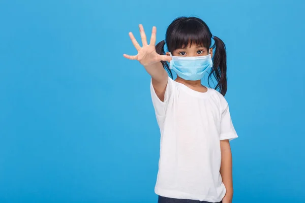 Aziatisch Klein Kind Meisje Dragen Respirator Masker Coronavirus Uitbraak Beschermen — Stockfoto