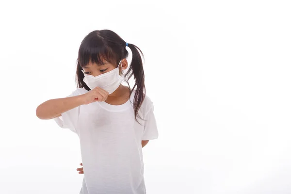 Azië Meisje Met Masker Het Virus Pm2 Voorkomen Coronavirus 2019 — Stockfoto