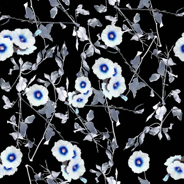 Vintage tarzı sorunsuz çiçekler koyu mavi dalları bırakır