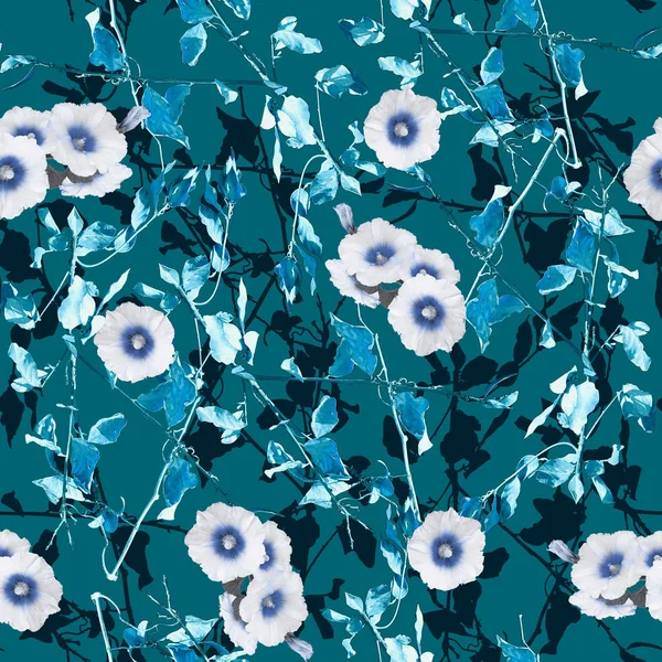 Vintage stílusú zökkenőmentes fehér virágok és levelek ág menta háttér Jogdíjmentes Stock Képek