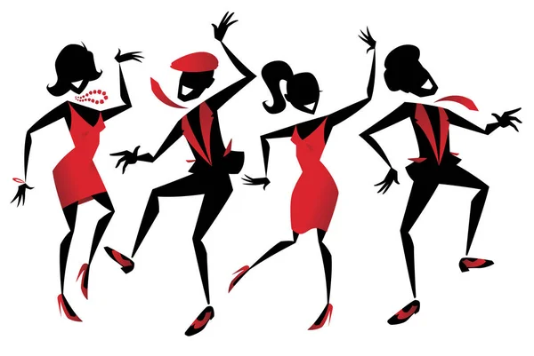 Blues abstractos y bailarines de jazz con estilo — Vector de stock