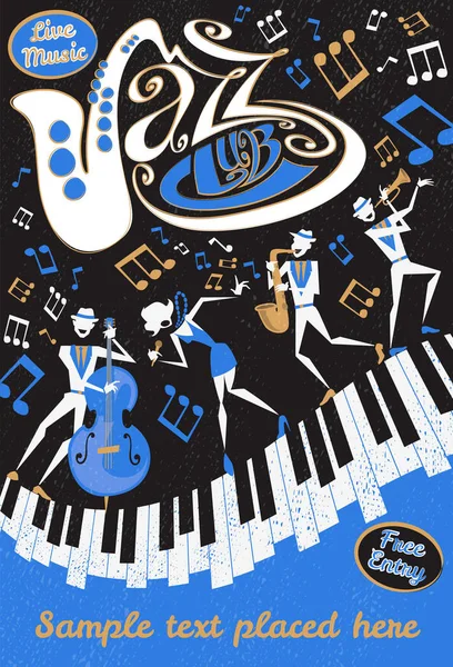 Cartel abstracto del Club de Jazz — Vector de stock