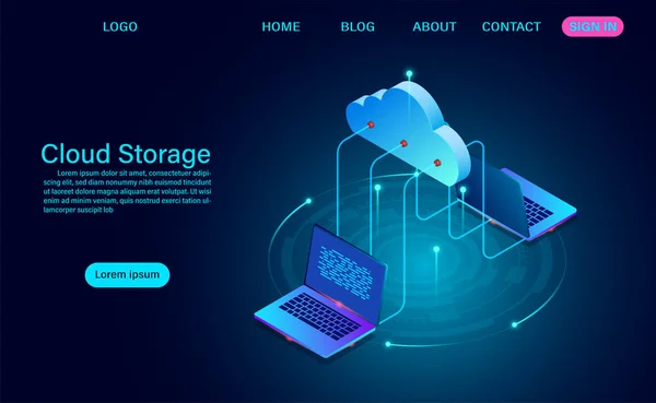 Technologie de stockage en nuage et concept de réseau — Image vectorielle