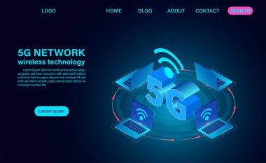 Banner 5g ağ kablosuz teknoloji konsepti