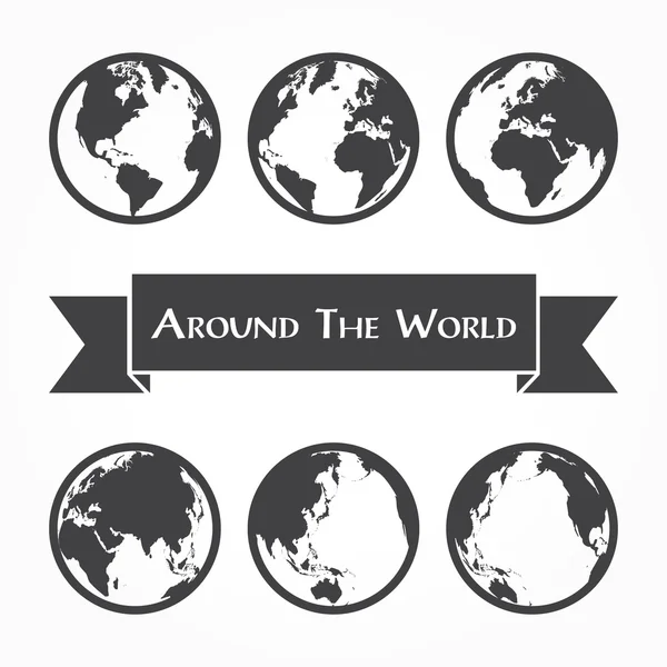 Around the world ( outline of world map ) — Stock Vector