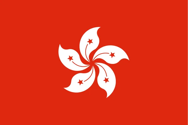 Bandeira vectorial oficial de Hong Kong. Região Administrativa Especial de Hong Kong da República Popular da China — Vetor de Stock