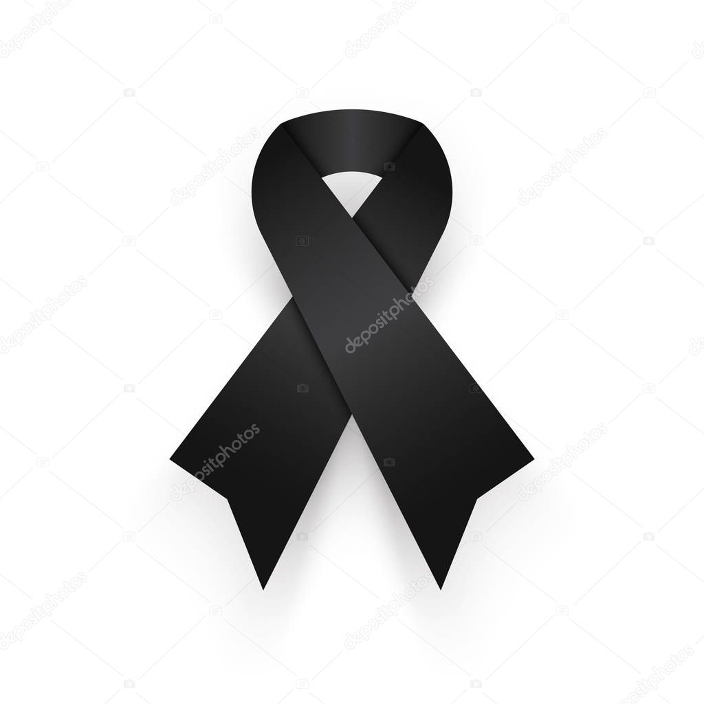 Black ribbon on white background . mourn for king of thailand pass away . rest in peace .