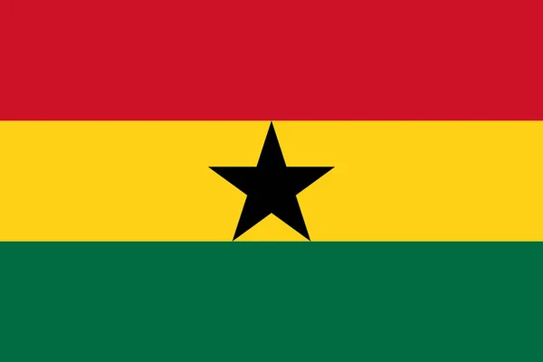 Bandiera vettoriale ufficiale del Ghana. Repubblica del Ghana  . — Vettoriale Stock