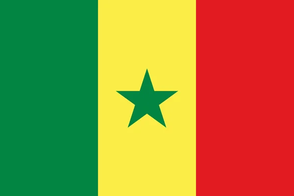 Bandiera ufficiale del Senegal. Repubblica del Senegal  . — Vettoriale Stock