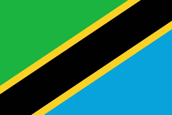 Bandiera vettore ufficiale della Tanzania. Repubblica unita di Tanzania  . — Vettoriale Stock