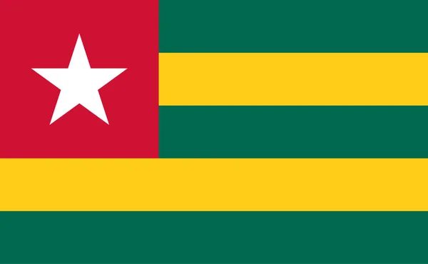 Bandiera ufficiale del Togo. Repubblica togolese  . — Vettoriale Stock