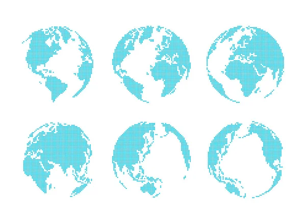 Uppsättning prickade stil globe och karta — Stock vektor