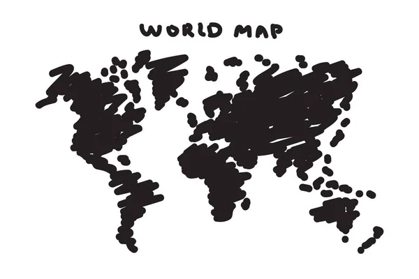 Freihand-Zeichenstil der Weltkarte . — Stockvektor