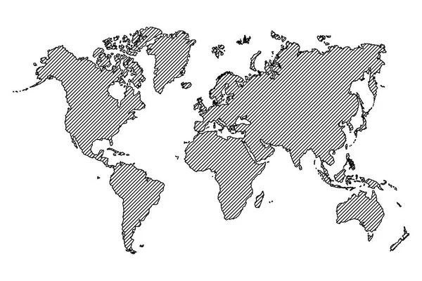 Světová mapa. obrys a šikmá čára . — Stockový vektor