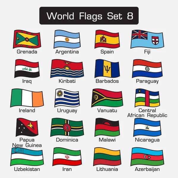 World flags set 8. простой стиль и плоский дизайн. толстый контур  . — стоковый вектор