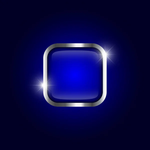 Moldura metálica com brilho no fundo gradiente azul —  Vetores de Stock