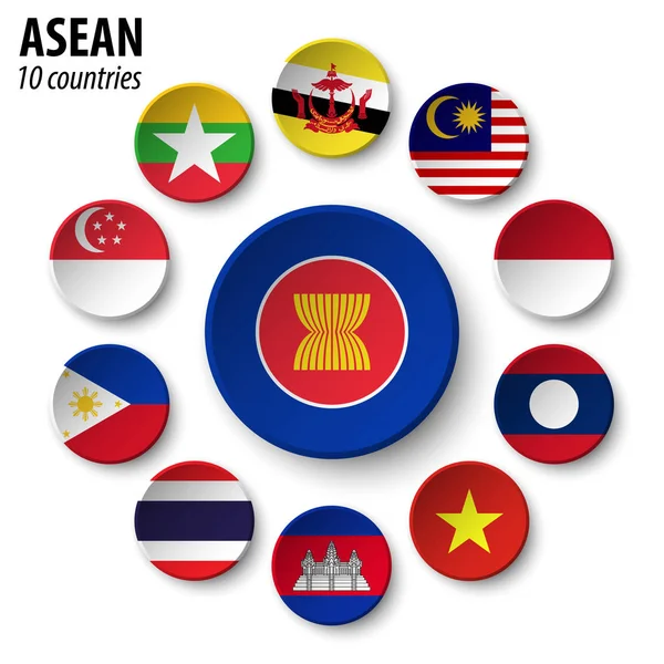 ASEAN (associatie van Zuidoost-Aziatische Staten) en lidmaatschap . — Stockvector