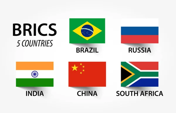 BRICS. associação de 5 países (brasil, rússia, índia, china, África do Sul ) — Vetor de Stock