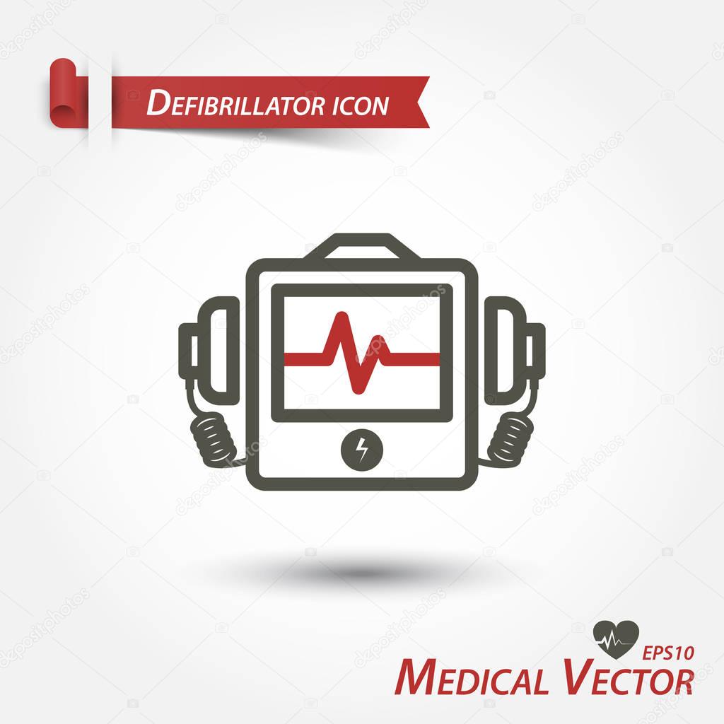 Defibrillator icon . Medical vector .