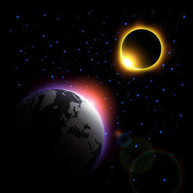 The planet and solar eclipse . Vector . clipart
