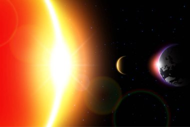 Güneş tutulması (vektör). Ay dünya çapında hareket ve güneş ışığı gizle .