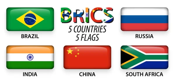 BRICS. Verband von 5 Ländern (Brasilien. Russland. Indien. China. Südafrika ) — Stockvektor