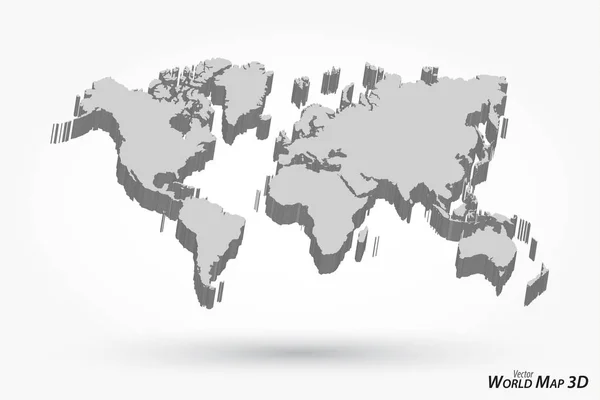 Mappa del mondo 3D su sfondo grigio . — Vettoriale Stock