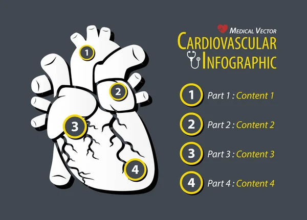 Infografía cardiovascular. Diseño plano  . — Archivo Imágenes Vectoriales