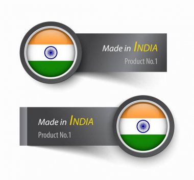 Bayrak simgesi ve Hindistan'da yapılan metin etiketi .