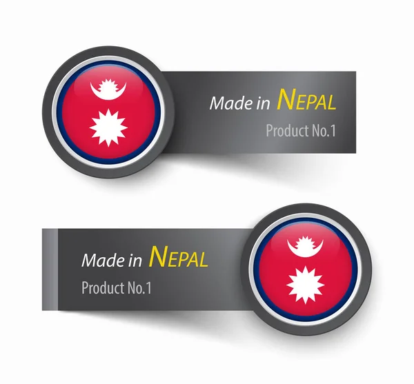 Tandai ikon dan label dengan teks yang dibuat di Nepal  . - Stok Vektor