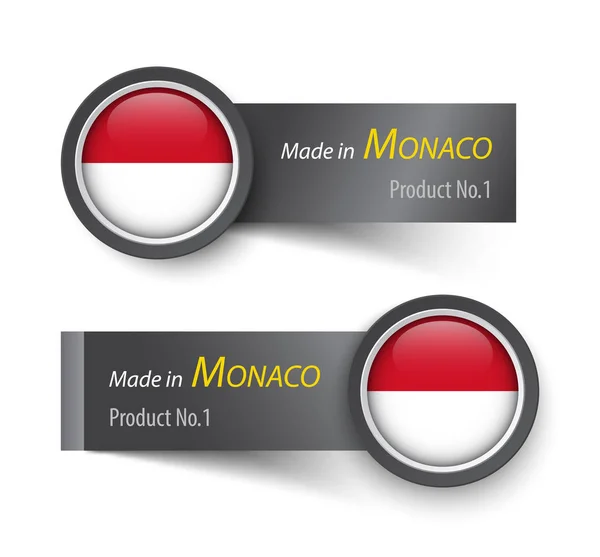 Bandiera icona ed etichetta con testo made in Monaco  . — Vettoriale Stock