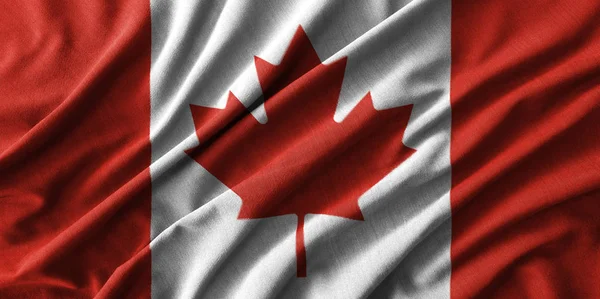 Bandera de Canadá pintura en alto detalle de las telas de algodón de onda  . — Foto de Stock