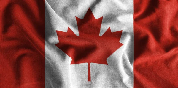 Bandera de Canadá pintura en alto detalle de las telas de algodón de onda  . — Foto de Stock