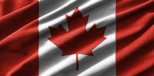 Bandera de Canadá pintura en alto detalle de las telas de algodón de onda  . — Foto de Stock