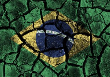 Brezilya bayrağı yüksek detay kırık yere boyama .