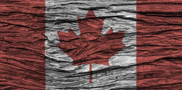 Флаг Канады с высокими деталями старого деревянного фона  . — стоковое фото