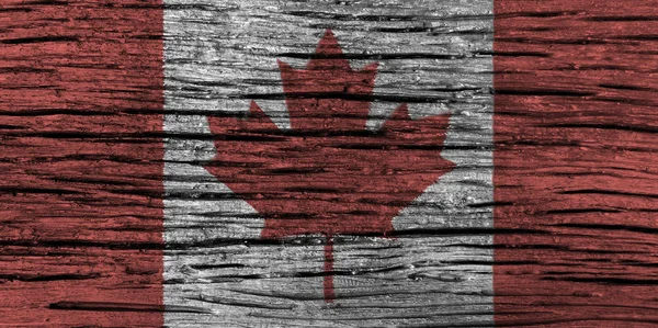 Флаг Канады с высокими деталями старого деревянного фона  . — стоковое фото
