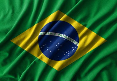 Dalga pamuklu kumaşlar yüksek detay üzerinde resminin Brezilya bayrağı .