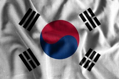 Resim dalga pamuklu kumaşlar yüksek ayrıntı üzerinde Güney Kore bayrağı .