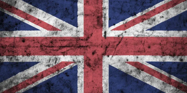 Bandiera del Regno Unito con alto dettaglio di vecchia carta sporca spiegazzata. Illustrazione 3D  . — Foto Stock