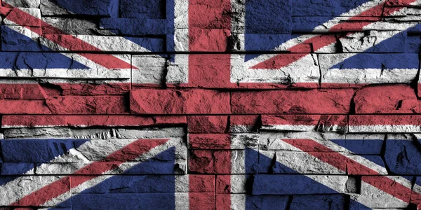 Reino Unido pintura de la bandera en alto detalle de la pared de ladrillo viejo  . — Foto de Stock