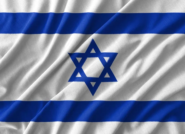 Israel flag painting on high detail of wave cotton fabrics . — Stock Photo, Image