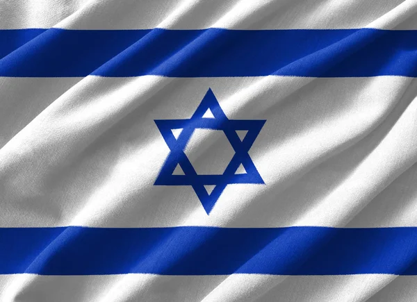 Israel bandeira pintura em alto detalhe de tecidos de algodão onda  . — Fotografia de Stock