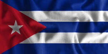 Dalga pamuklu kumaşlar yüksek detay üzerinde resminin Küba bayrağı .